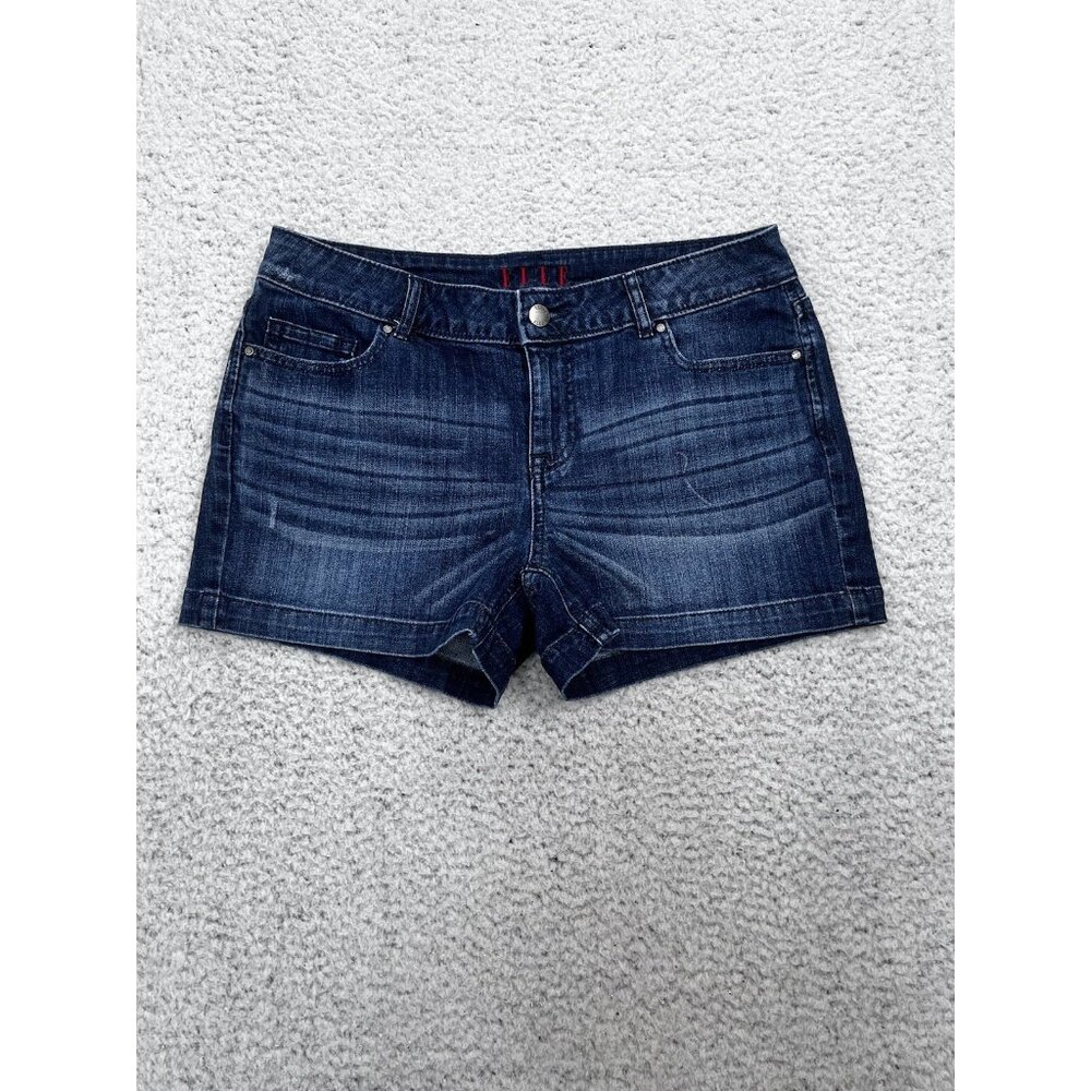 Elle Jean Shorts Womens 10 Denim Dark Wash Mid-Rise Shorty